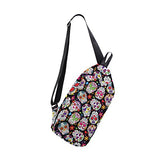 LORVIES Day Of The Dead Sugar Skull Sling Bag Shoulder Chest Cross Body Backpack Lightweight Casual Daypack for Men Women