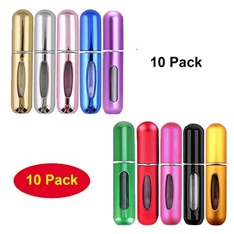 10 Pack-5ml Portable Mini Refillable Empty Perfume Atomizer Spray Bottle Easy to Fill Scent