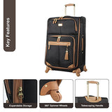 Steve Madden Luggage 3 Piece Softside Spinner Suitcase Set Collection (One Size, Harlo Black)