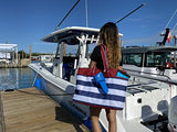 geckobrands Oversized Beach Tote, Blue Fish