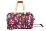 Lily Bloom Luggage Designer Pattern Suitcase Wheeled Duffel Carry On Bag (14In, Cat And Mouse)