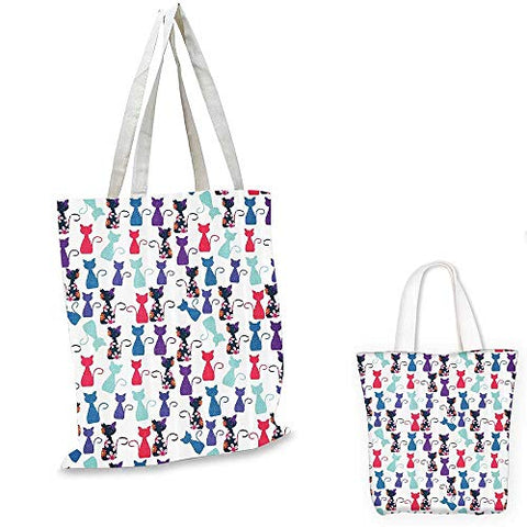 Cat Print Decorations easy shopping bag Baby Animals in Colors with Flowers Pattern emporium