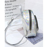 Holographic Laser Leather Backpack For Girls Pink Silver Mini Backpack For Women