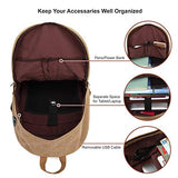 Canvas Laptop Backpack, Waterproof School Backpack With USB Charging Port For Men Women, Vintage Anti-theft Travel Daypack College Student Rucksack Fits up to 15.6 inch Computer(Brown)