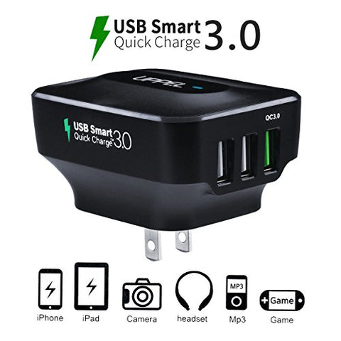Qc3.0 Wall Charger Uppel 25W Three Usb Travel Wall Charger With Qualcomm Qc 3.0 (4X Faster) And