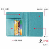 GDTK Leather Passport Holder Cover Case RFID Blocking Travel Wallet (Sky Blue)