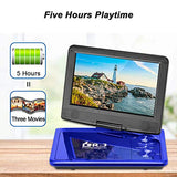 DR. J 11.5" Portable DVD Player with HD 9.5" Swivel Screen, Rechargeable Battery with Wall Charger, Car Charger and AV Cable, Sync TV Projector Function, Support USB Flash Drive SD Card, Region Free