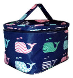 Fashion Print Soft Case Cosmetic Bag Can Be Personalized Or Monogrammed (Navy Whale)