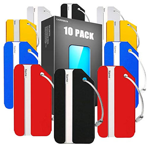 Landisun Luggage tags Baggage Tags for Bag Tags Travel Tags ID Card of 10 Pack (10 PACK-MULT)