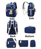 Fanci 4Pcs Polka Dot Women Canvas Daypack Casual School Bag for Girls Middle High School Backpack
