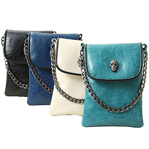 Bibitime Studded Skull Shoulder Bag Gothic Crossbody Purse Chain Phone Bag (5.1"6.2", Black)