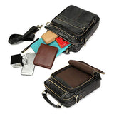 BAIGIO Men's Genuine Leather Shoulder Bag Vintage Cross-body Messenger Bags Multi-pocket Purse Soft