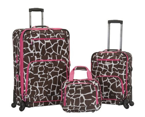 Rockland Luggage 19 Inch 28 Inch Expandable Spinner 14 Tote, Pink Giraffe, One Size