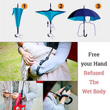 Dofover Double Layer Compact Reverse Folding Umbrella for Outdoor Travel and Car Use, C-Shaped
