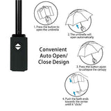 Compact Folding Travel Umbrella Windproof Waterproof,Winter,Auto Open Close Umbrella 42 Inch,Icy