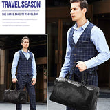 BAIGIO Men's Vintage Duffel Weekend Bag Oversize Travel Tote Faux Leather Overnight Duffle (Black)