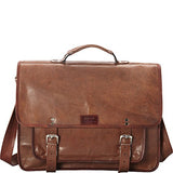 Sharo Leather Bags Wide Laptop Messenger And Brief Bag (Brown)