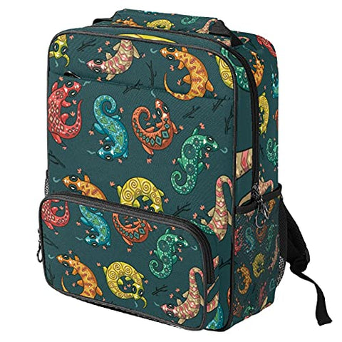 LORVIES Colorful Reptile Lizard School Bag for Student Bookbag Women Travel Backpack Casual Daypack Travel Hiking Camping