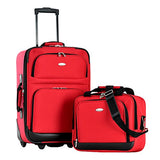 Olympia Let'S Travel 2 Piece Carry-On Luggage Set, Red