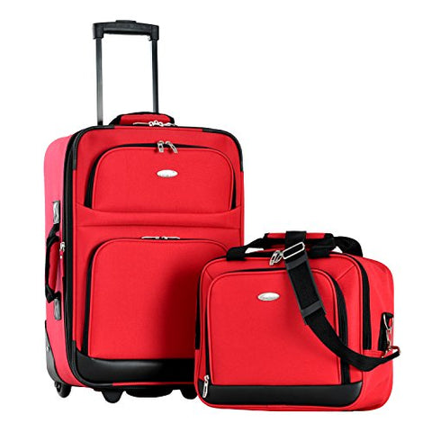 Olympia Let'S Travel 2 Piece Carry-On Luggage Set, Red