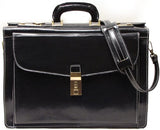 Floto Roma Litigator Briefcase in Black Italian Calfskin Leather
