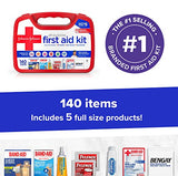 Johnson & Johnson All-Purpose Portable Compact Emergency First Aid Kit for Travel Home & Car, 140 pc