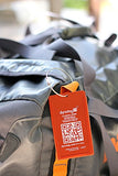Dynotag Web Enabled Smart Aluminum Convertible Luggage ID Tag + Braided Steel Loop, with DynoIQ & Lifetime Recovery Service (Electric Orange)