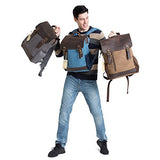 Vintage Leather Canvas Backpack, Retro Canvas Campus School Rucksack Fits 15.6 inch Laptop