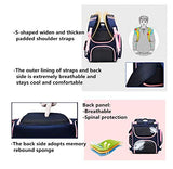 Adanina Cute Print Bowknot Trolley Backpack Elementary Middle School Rolling Bag Wheeled Waterproof