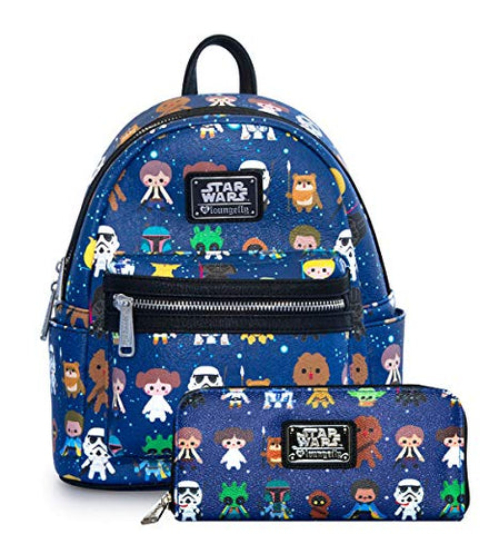 Loungefly Star Wars Baby Character Mini Backpack and Wallet Set (Blue)
