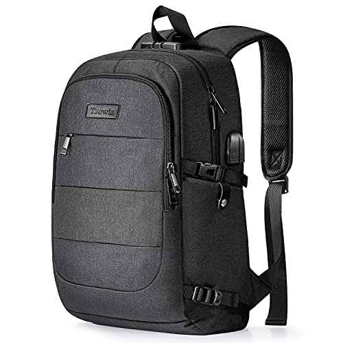 Upgraded Travel Laptop Backpack for Men Women, 17.3 inch Flight Approved  Backpack with Wet Bag, 50L Expandable Hiking Backpack with Shoes  Compartment, Waterproof, Black 