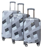 Nicole Miller Rainbow Hard-Sided 3-Piece Spinner Set: 28", 24", And 20" (Silver)