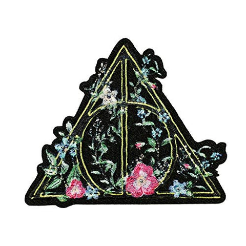 Harry Potter Deathly Hollows Symbol Patch Floral Embroidered Iron On Applique