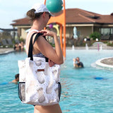 Dapper&Doll Pineapple Beach & Tote Bag Gifts for Women - Waterproof Zipper Top for Boat, Pool, Work - Gift for Women and Nurses