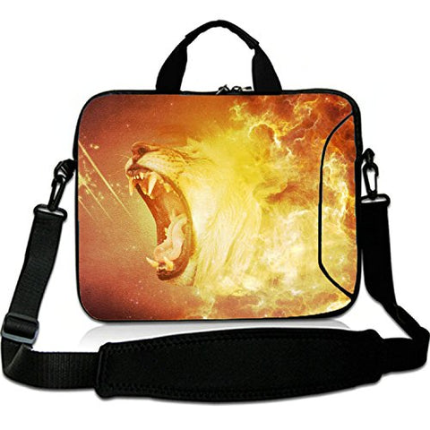 17 Inches Laptop Shoulder Bag Briefcase Fire Roar Lion Waterproof Neoprene Laptop Carrying Bag