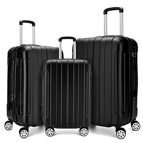 Fochier 3 Piece Expandable Spinner Luggage Set Lightweight Suitcase