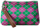 Sydney Love Argyle Wristlet Cosmetic Case,Pink/Green,One Size