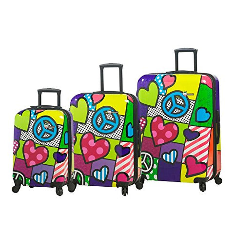 Mia Toro Italy-Peace and Love Hardside Spinner Luggage 3 Piece Set, Multicolored