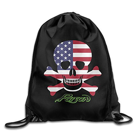 Creative Design Poison Rock Band Flag Skull Design Drawstring Backpack Sport Bag For Men And Women