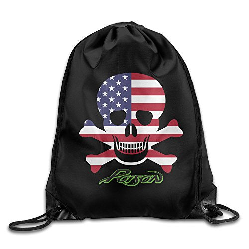 Creative Design Poison Rock Band Flag Skull Design Drawstring Backpack Sport Bag For Men And Women