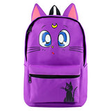 Yournelo Cartoon Sailor Moon Backpack Rucksack For Girls (Purple Cat Lunar)