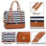 Womens Travel Weekend Bag Canvas Overnight Carry on Shoulder Duffel Beach Tote Bag (Blue stripe with shoe compartment)