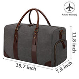 S-Zone Canvas Pu Leather Trim Travel Duffel Shoulder Handbag Weekender Carry On Luggage With Shoe