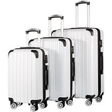 Coolife Luggage Expandable 3 Piece Sets Pc+Abs Spinner Suitcase 20 Inch 24 Inch 28 Inch (White