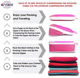 Compression Luggage Cubes for Traveling, Travel Organizer, Packing Travel Organizer Set of 3pcs Cube Bags, Unique & Lovely Design, Durable Quality, Perfect as a Gift (Rose)