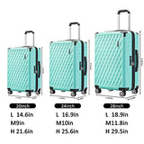 JOYWAY JOYWAY 3 Pcs Luggage Set Hardside Lightweight Spinner Suitcase with TSA Lock (green)