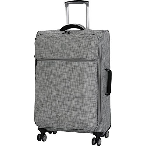 It Luggage 26.8" Stitched Squares 8 Wheel Lightweight Expandable Spinner, Flint Grey