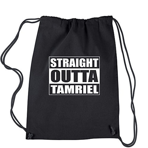 Backpack Straight Outta Tamriel Gamer Black Drawstring Backpack