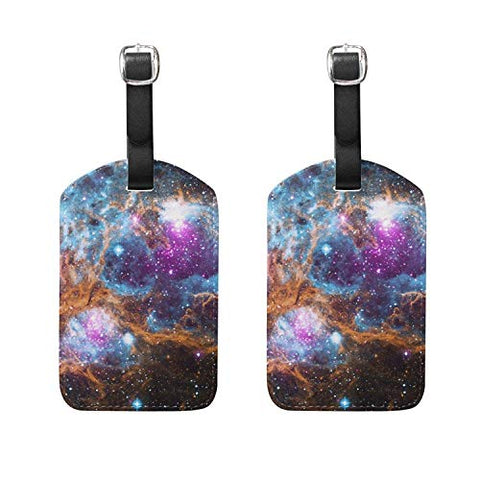 Set of 2 Luggage Tags Nebula Star Field Suitcase Labels Travel Accessories