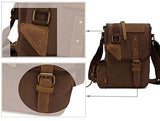 AUGUR Men's Messenger Bags Canvas Bags Crossbody Bags Genuine Leather Single Shoulder Bags (Coffee)